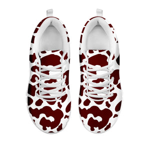 Chocolate Brown And White Cow Print White Running Shoes
