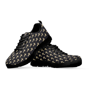 Christian Cross Pattern Print Black Running Shoes