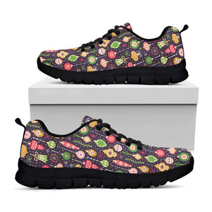 Christmas Baubles Pattern Print Black Running Shoes