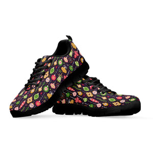 Christmas Baubles Pattern Print Black Running Shoes