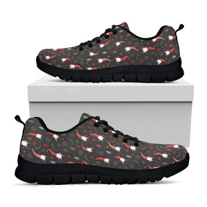 Christmas Gnomes Pattern Print Black Running Shoes