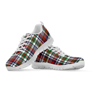 Christmas Madras Plaid Print White Running Shoes