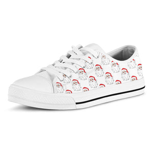 Christmas Santa Claus Pattern Print White Low Top Sneakers