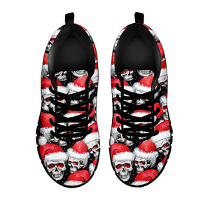 Christmas Santa Skull Pattern Print Black Running Shoes