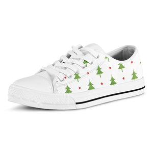 Christmas Tree And Star Pattern Print White Low Top Sneakers