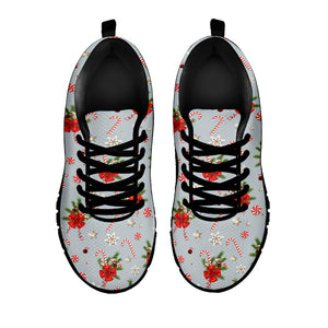 Christmas Winter Holiday Pattern Print Black Running Shoes