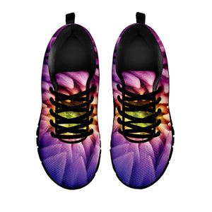 Chrysanthemum Flower Print Black Running Shoes