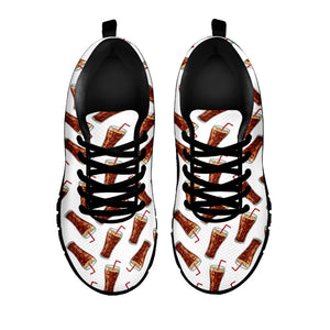Cola Pattern Print Black Running Shoes
