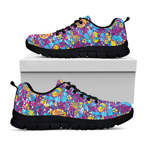 Colorful Aloha Camouflage Flower Print Black Running Shoes