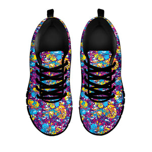 Colorful Aloha Camouflage Flower Print Black Running Shoes