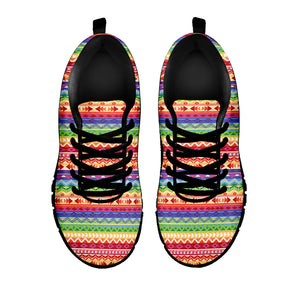 Colorful Aztec Tribal Pattern Print Black Running Shoes