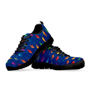 Colorful Baby Sharks Pattern Print Black Running Shoes