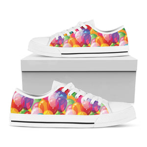 Colorful Balloon Pattern Print White Low Top Sneakers