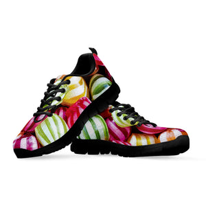 Colorful Candy Ball Print Black Running Shoes