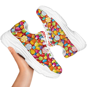 Colorful Candy Pattern Print White Chunky Shoes