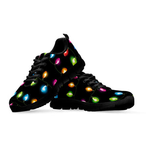 Colorful Christmas Lights Print Black Running Shoes