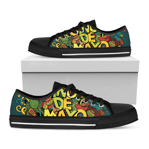 Colorful Cinco de Mayo Print Black Low Top Sneakers