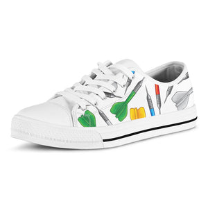 Colorful Darts Pattern Print White Low Top Sneakers