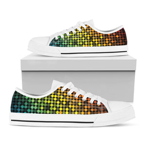 Colorful Disco Lights Pattern Print White Low Top Sneakers