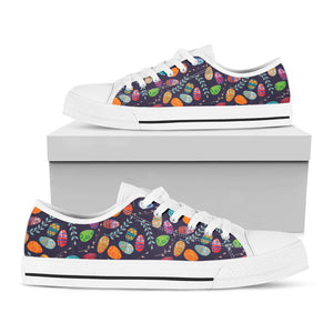 Colorful Easter Eggs Pattern Print White Low Top Sneakers