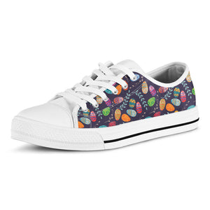 Colorful Easter Eggs Pattern Print White Low Top Sneakers