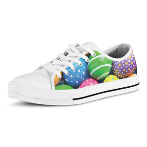 Colorful Easter Eggs Print White Low Top Sneakers