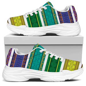Colorful Ethnic Pattern Print White Chunky Shoes