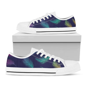 Colorful Feather Pattern Print White Low Top Sneakers