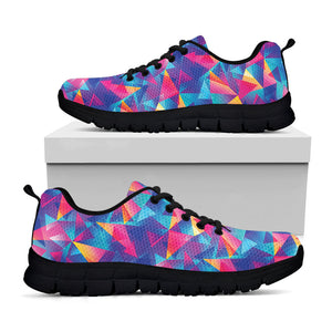 Colorful Geometric Mosaic Print Black Running Shoes