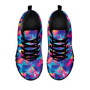 Colorful Geometric Mosaic Print Black Running Shoes