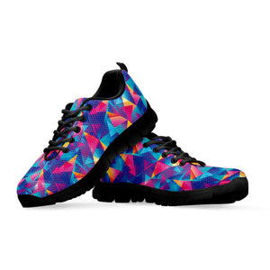 Colorful Geometric Mosaic Print Black Running Shoes