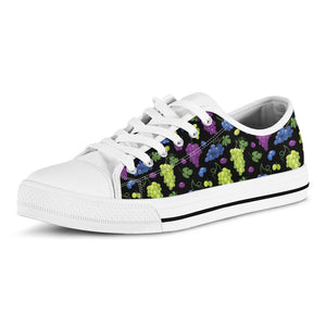 Colorful Grapes Pattern Print White Low Top Sneakers