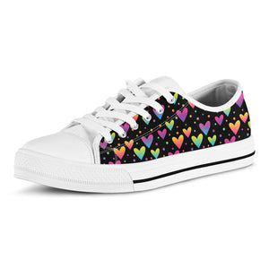 Colorful Heart Pattern Print White Low Top Sneakers