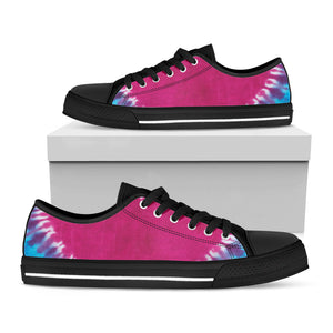 Colorful Heart Tie Dye Print Black Low Top Sneakers