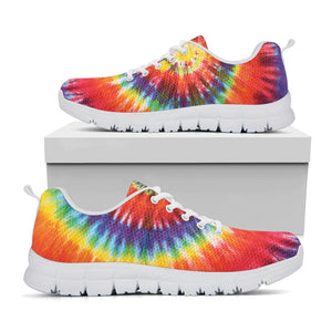 Colorful Hippie Tie Dye Print White Running Shoes