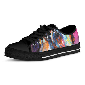 Colorful Horse Painting Print Black Low Top Sneakers