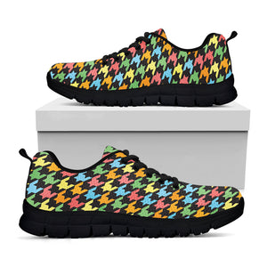 Colorful Houndstooth Print Black Running Shoes