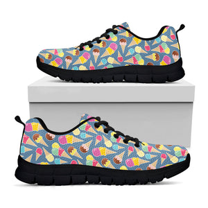 Colorful Ice Cream Pattern Print Black Running Shoes