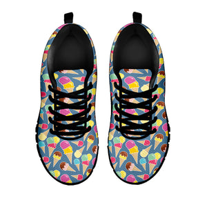 Colorful Ice Cream Pattern Print Black Running Shoes