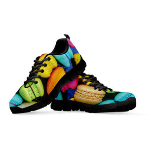 Colorful Macarons Print Black Running Shoes