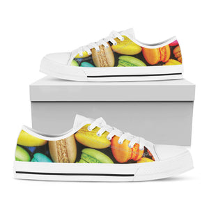 Colorful Macarons Print White Low Top Sneakers