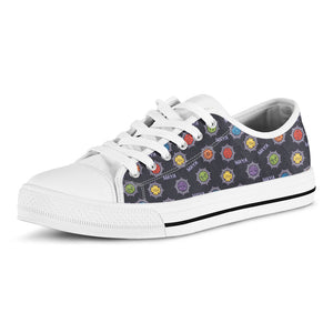 Colorful Maya Pattern Print White Low Top Sneakers
