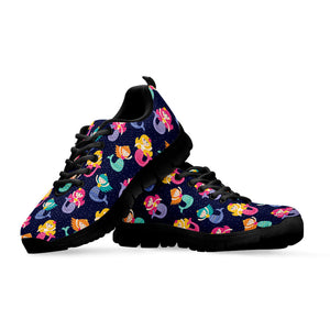 Colorful Mermaid Pattern Print Black Running Shoes
