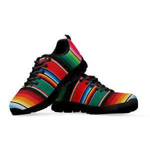 Colorful Mexican Blanket Pattern Print Black Running Shoes