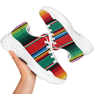 Colorful Mexican Blanket Pattern Print White Chunky Shoes