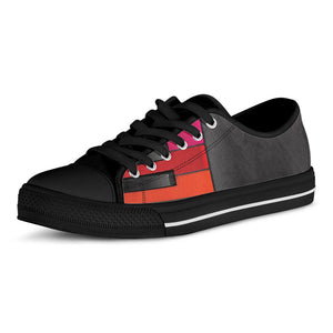 Colorful Piano Keyboard Print Black Low Top Sneakers