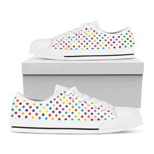 Colorful Polka Dot Pattern Print White Low Top Sneakers
