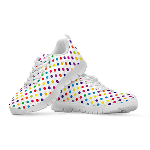 Colorful Polka Dot Pattern Print White Running Shoes