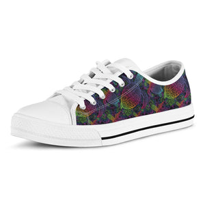 Colorful Sea Turtle Pattern Print White Low Top Sneakers