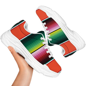 Colorful Serape Blanket Pattern Print White Chunky Shoes